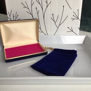 Elegant Blue Velvet Jewelry Box and Drawstring Bag